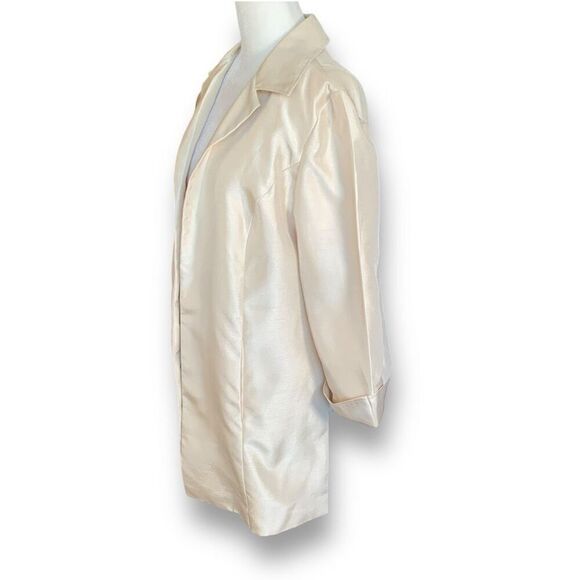 Chicos Blazer Jacket Metallic Golden Ecru Open Front Longline Wedding Guest - Picture 6 of 9